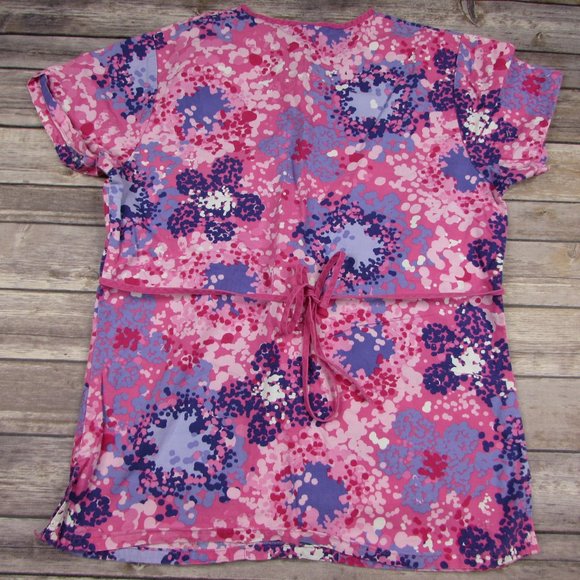 V Life Scrub Top Size XS Paint Splash Floral - Picture 4 of 4